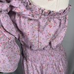 Vestique Purple Floral Off Shoulder Midi Dress Size L Ruffle Sleeves Smocked Photo 6