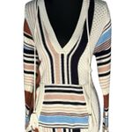 Tory Burch  Hooded Sweater Women’s XS Multicolor Boho Knit Pullover Hoodie Photo 2