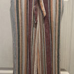 Ban Jara Ban‎ Jara Anthropologie Linen Blend Wide Leg Striped Pants Split Beach Medium Photo 0