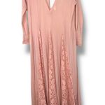 We Are HAH (Hot As Hell) Mama C Long Sleeve Copper Rose Sheer Lace Maxi Dress Pink Size M Photo 3
