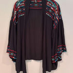 Forever 21 Bohemian Embroidered Lightweight Gauze Cardigan Women's Small Black Photo 0