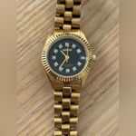 Geneve Presidential Diamond Vintage Ladies Watch Black Dial Gold Bracelet Case Photo 4