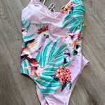 True Craft  One Piece Bathing Suit Swim Parrot NEW Tropical Vacation Pink Photo 1
