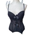 Vintage Corset Bra Lace Bow Black adjustable straps size medium Photo 5
