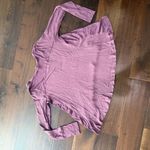 Free People  Waffle Knit V Neck Swing Top Size Large Dusty Purple Photo 5