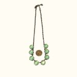 Oval 8 Beaded Rhinestrone Chain Statement Necklace Green Gold Tone‎ Photo 2