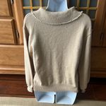 Alice Blue  tan pullover crewneck sweater with embellished pearls Size M Photo 3