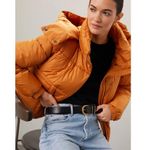 NVLT Jacket Womens Small Orange Wonder Puffer Coat Hooded High Neck Full Zip Photo 3