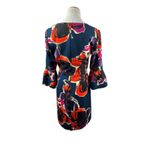 Trina Turk Trina Turk Navy Floral Work Wear Cocktail Belle Sleeve V Neck Dress 8 Photo 4