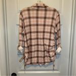No Comment  Pink/Brown Plaid 3/4 Roll Tab Sleeve Button Up 1X Photo 10
