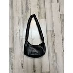 Betsey Johnson Black Faux Leather Shoulder Bag | Soft Hobo Purse with Kiss Print Photo 1