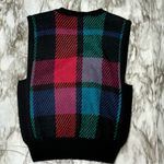 Joyce Sportswear 80s 90s Multicolor Plaid Knit Sweater Vest Rad Cosplay Vintage Red Size M Photo 3