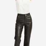 Everlane black leather cropped straight leg pants 10 Photo 0