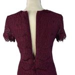 Lulus  X-Small Lace Shift Mini Dress Take Me to Brunch Rounded Neck Burgundy Photo 7