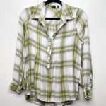 Cruel Denim 3/4 Button Women's Plaid Long Sleeve Shirt Size Small Side Pockets Green Photo 0