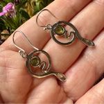 Snake Natural Peridot Rough Sterling Silver Earrings Silver Photo 4