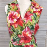 Sag Harbor Maxi Shirt Dress Tropical Print w Wrap Front-12 Photo 1