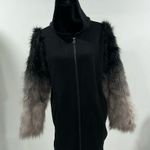 ZARA  hooded sweater/jacket with faux fur sleeves Photo 2