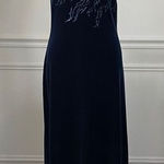 Vintage 90s Pulse Sapphire Blue Stretchy Velvet One Shoulder Gown M Blue Size M Photo 0