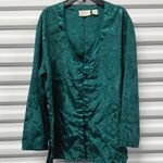 Victoria's Secret Vintage Victoria’s Secret Satin Jacquard Pajama Top Women's Small Green 90's Y2K Photo 0