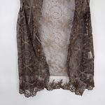 Vitrin Design Lace Vest Womens Large Brown Whimsical Floral Fall Hippie Boho Photo 2