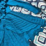 Anthropologie Leifnotes Ruffle Stitch Blue Cardigan Sweater Blue Knit Photo 4