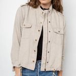 Rails Collins Linen Blend Utility Jacket White Mini Cheetah print size S Photo 0