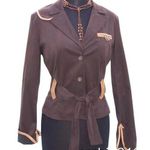 Cache  Brown Cotton Suede Removable Belt Leather Trim Jacket Top Stretch $188 NWT Photo 0