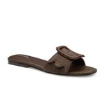 Birdies  Kiwi Slide Sandal in Chocolate Raffia Size 8.5 Putyin Leather Photo 1