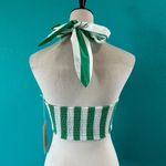 Mara Hoffman NWT  Bella Halter Crop Top Green White Smocked Size XS Photo 2