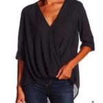 Pleione Black Surplice Crossover Neckline Blouse Top NWT XS Photo 0