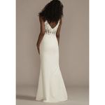 DB STUDIO Davis’s Bridal Illusion Corset Crepe Sheath Wedding Dress White Size 2 Photo 2