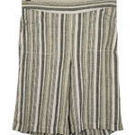 Isaac Mizrahi  Bridgehampton Green Striped Linen Shorts Size 0 Tall Linen Shorts Photo 0