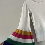 Crown & Ivy White Sweater With Rainbow Colorful Bell Flare Sleeves Size Small Photo 1