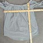 14th & Union ‎ Striped Button Back Off The Shoulder Shirt Grey White Medium Photo 10