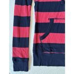 Vintage Y2K Hoodie Womens M Pink Stripe Waffle Knit‎ Pullover Henley Babydoll Size M Photo 4