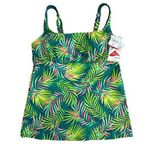 Lands' End Swimsuit Tankini Top Size 2 Baltic Teal Palm Green Blue Womens NWT Photo 0