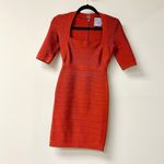 Hervé Léger Madina Square Neck Bandage Mini Cocktail Dress Rustic Red Women's S Photo 1
