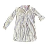 Lilly Pulitzer Solid White Cruiser Camp Shirt Gold Button Front 100% Cotton XXS Photo 2