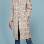 Reformation cream gold and brown faux fur collar embroidery coat NEW Photo 0