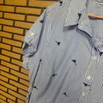 Westport  Blue And White Palm Print Button Down Short Sleeve Shirt Size 2X Photo 3