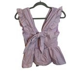 INA NWT  Lavender Ruffle Tie Back Top Photo 3