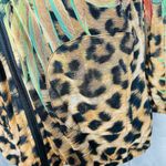 Simon Chang Floral Animal Print Over Mesh Hooded Jacket Size S Full Zip Photo 3