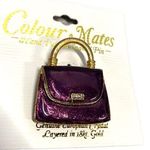 Colour Mates Layered 18kt Gold Hand Painted Purple Purse Enamel Brooch Photo 2