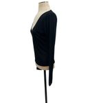 Reformation  Emery Knit Top Long Sleeve V-Neckline Sheer Black Size Medium Photo 4