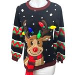 JOYIN Black LED Light Up Bulb Reindeer Ugly Christmas Holiday Sweater Top Size M Size M Photo 0