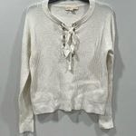 Lovestitch  Cream Lace Up Scoop Neck Sweater Size Large EUC Photo 0