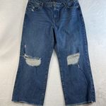 EXPRESS  Sz 16 Jeans 90's Ankle Boot Jeans Mid Rise Distressed Holes Blue Women's Photo 2