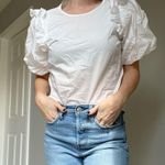 Loft White Puff Sleeve Ruffled Drama Queen Blouse Photo 3