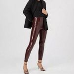 Spanx  Faux Patent Leather Liquid Ruby Maroon Leggings Small Petite NWT Photo 7